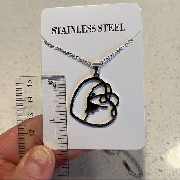 Stainless Steel gymnast Dancer with ribbon Themed Pendant Necklace - Picture 3 of 6